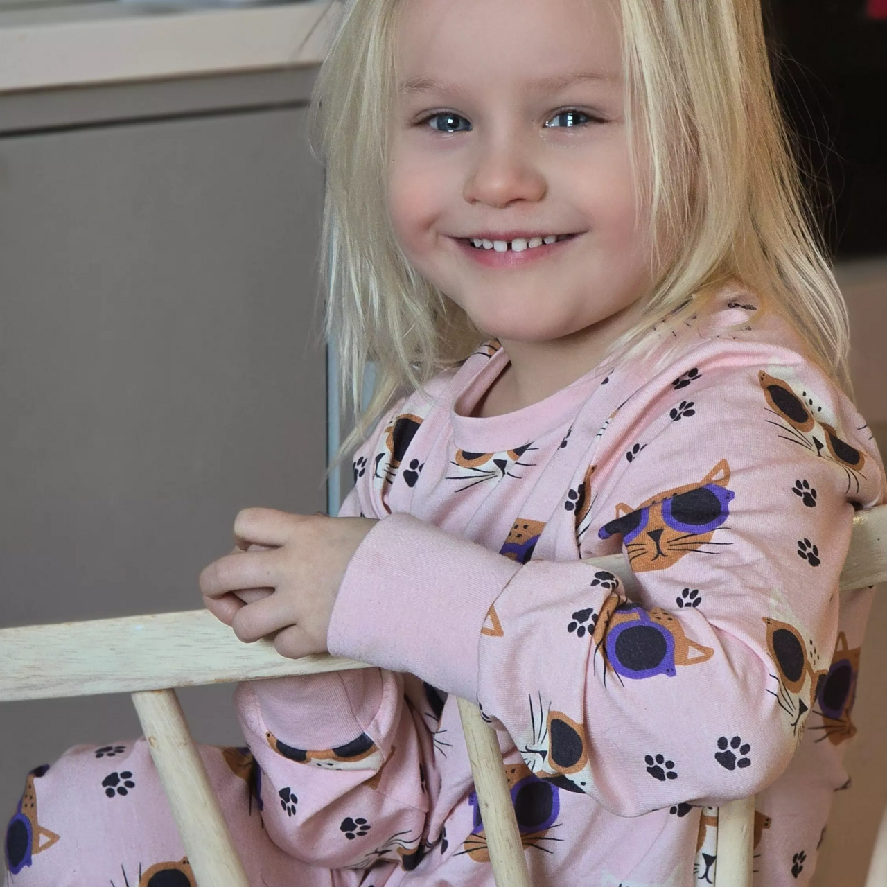 Pyjamas tvådelad Bambu Cool Cats Rosa 74/80