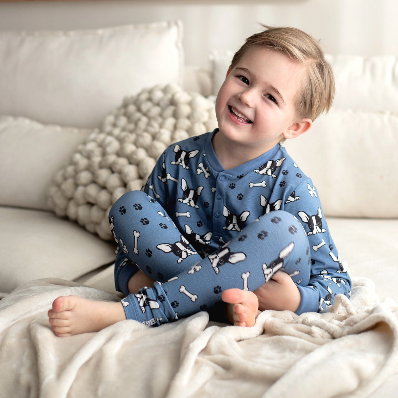 Großvater Pullover Bambu Bulldog Blau 74/80
