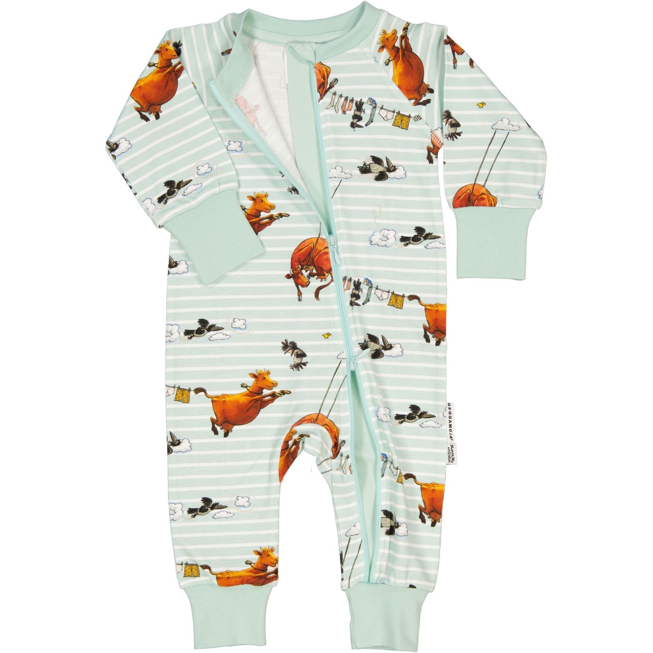 Mama Muh Zwei-Zip-Pyjama Mint 74/80