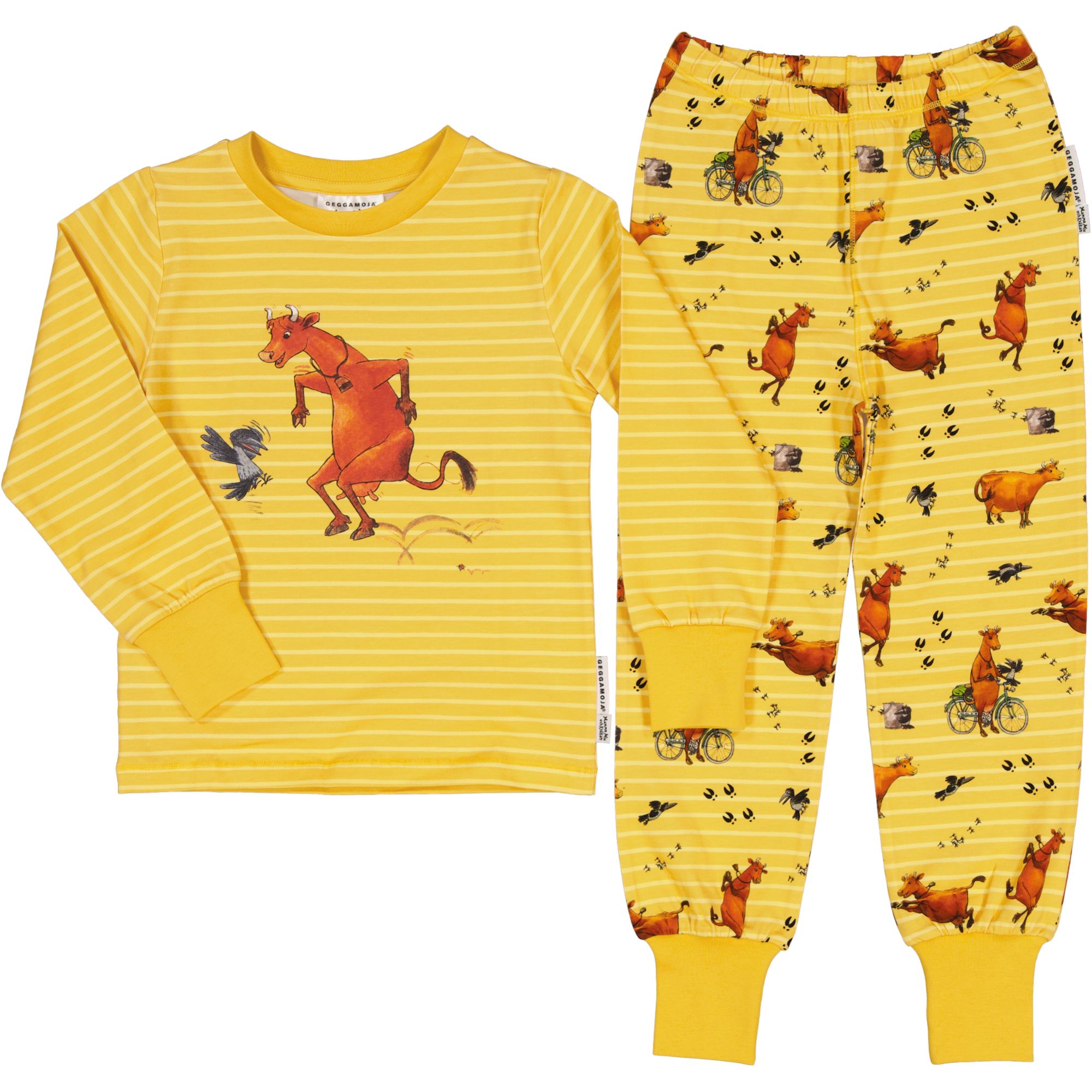 Tvådelad Pyjamas Mamma Mu och Kråkan Gul/Vit