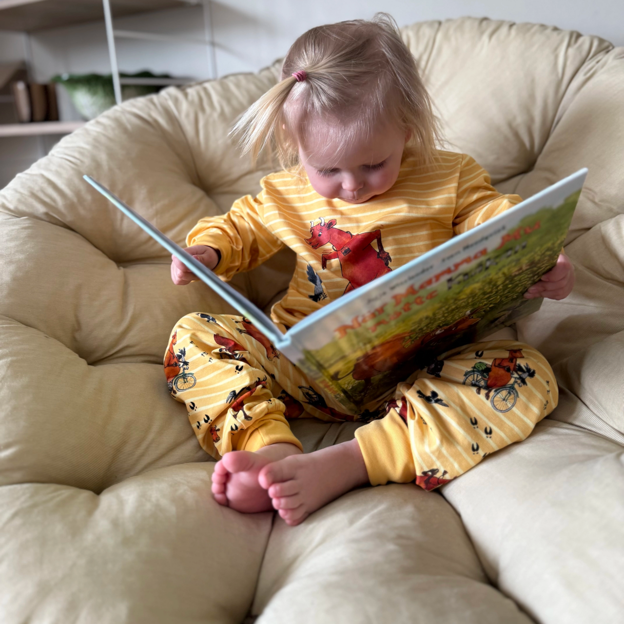 Tvådelad Pyjamas Mamma Mu och Kråkan Gul/Vit