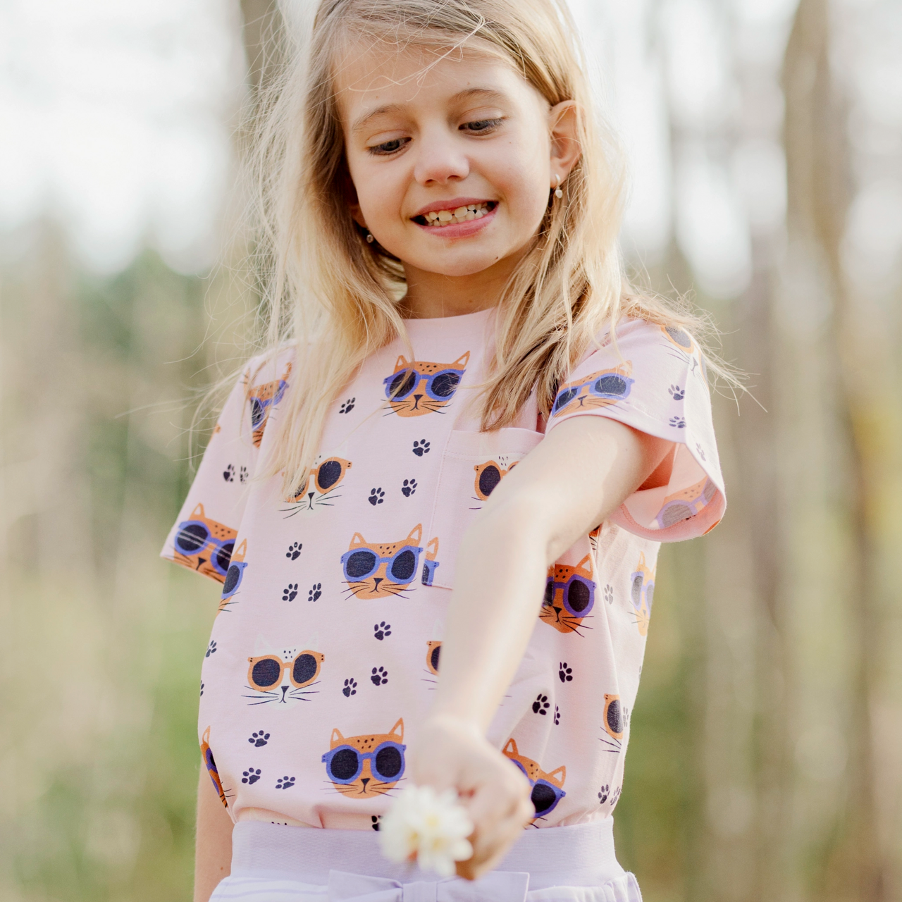 T-shirt Bambu Cool Cats Rosa