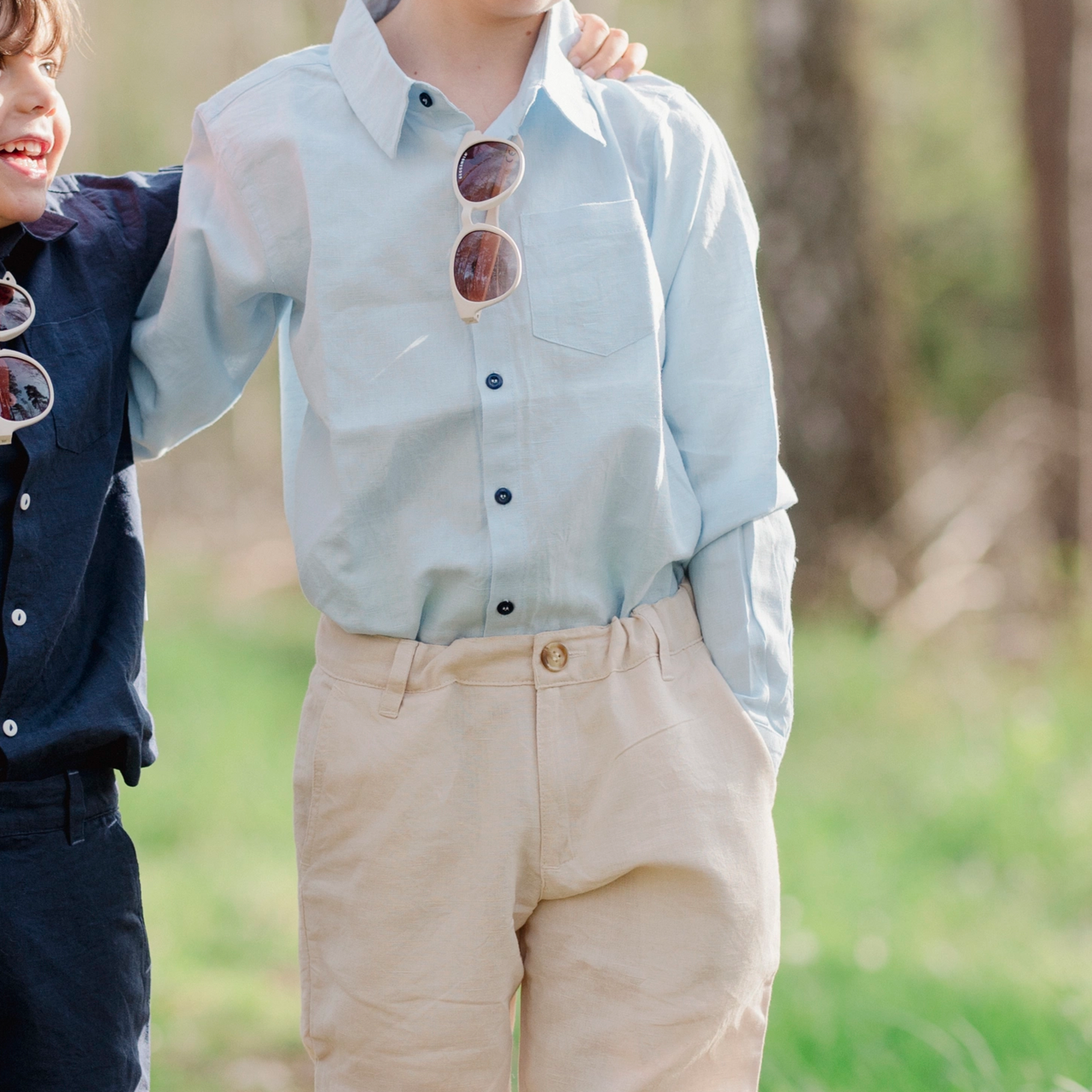 Linen shirt L.S Light blue  134/140