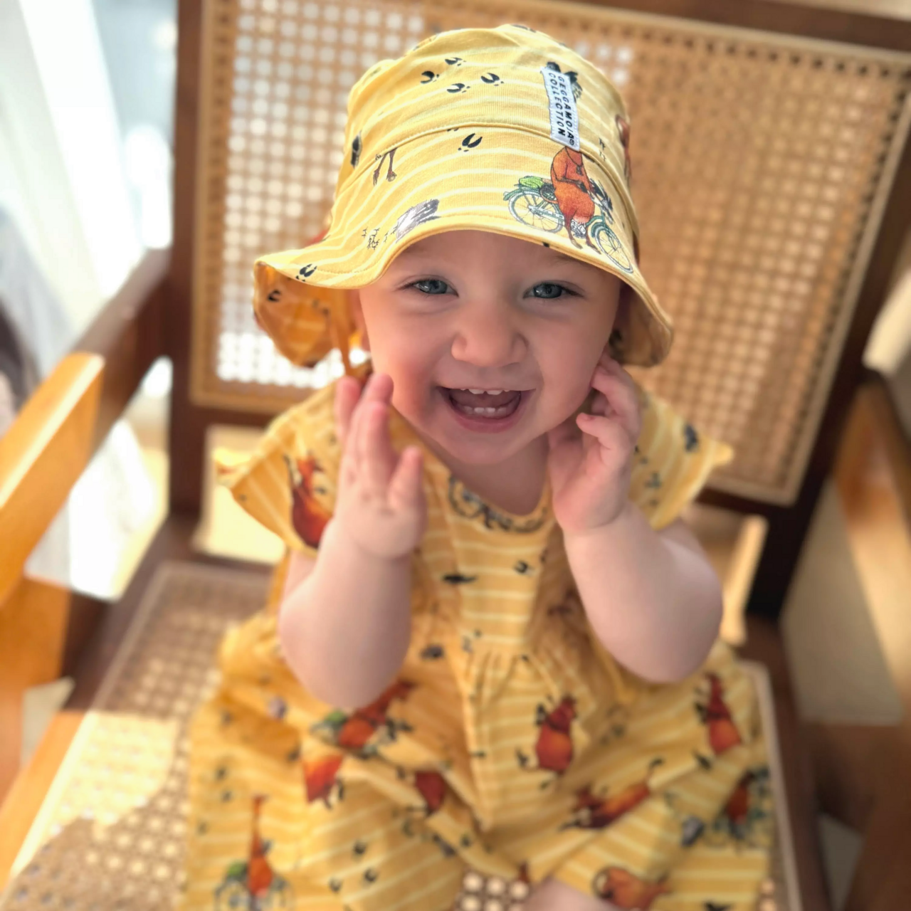 Mimmi Lehmän ja Variksen Auringonhattu Keltainen 2-6Y