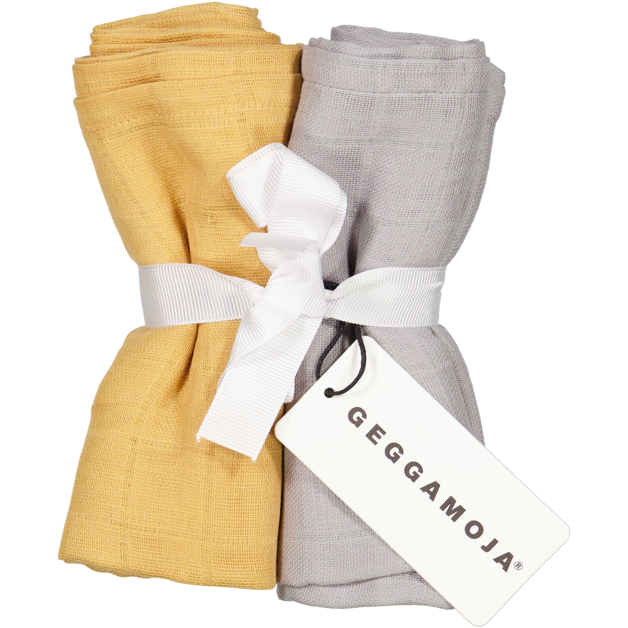 2-pack Muslin blankets Mustard/grey