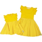 Flared dress Yellow/white  62/68