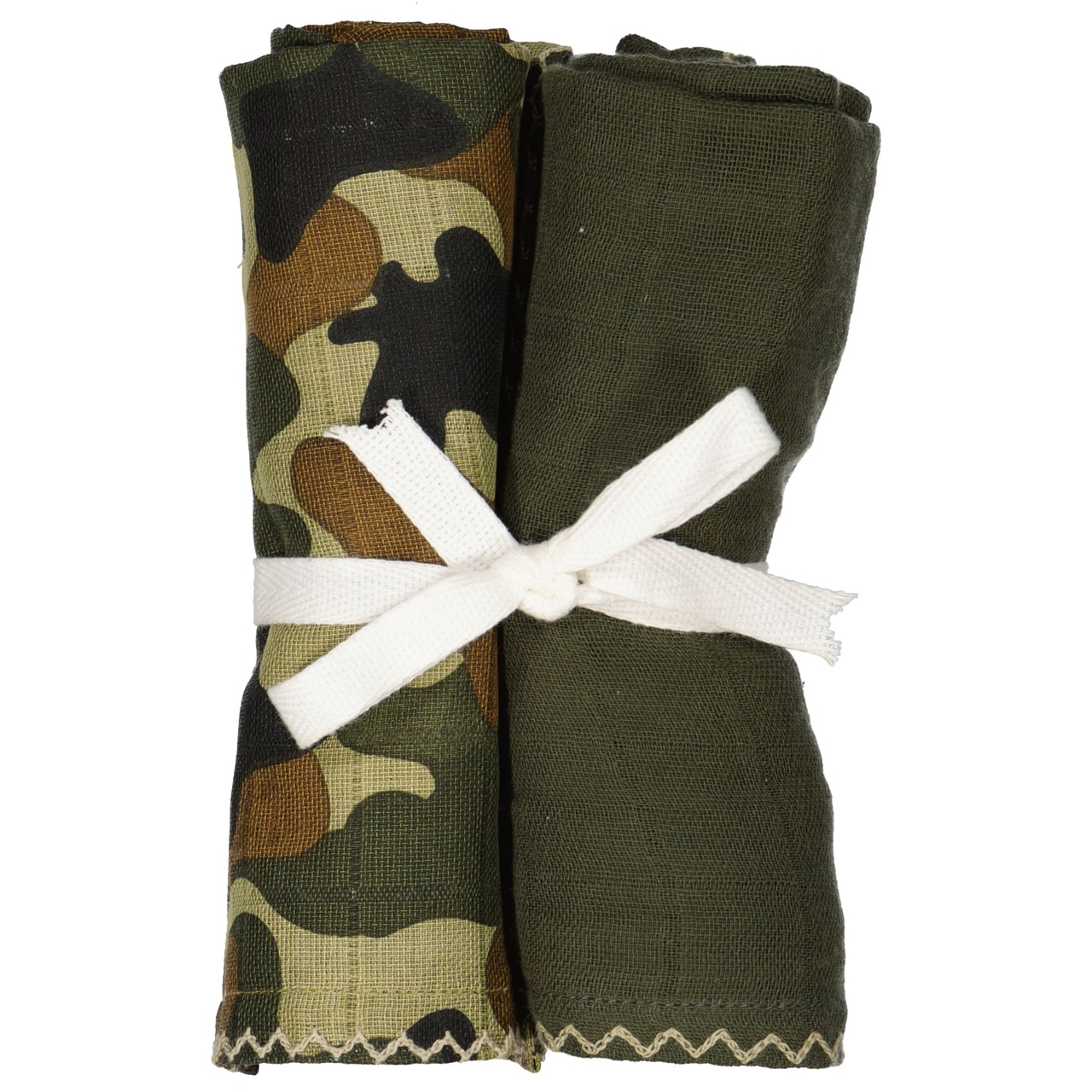 2 pack Muslin blankets green camo