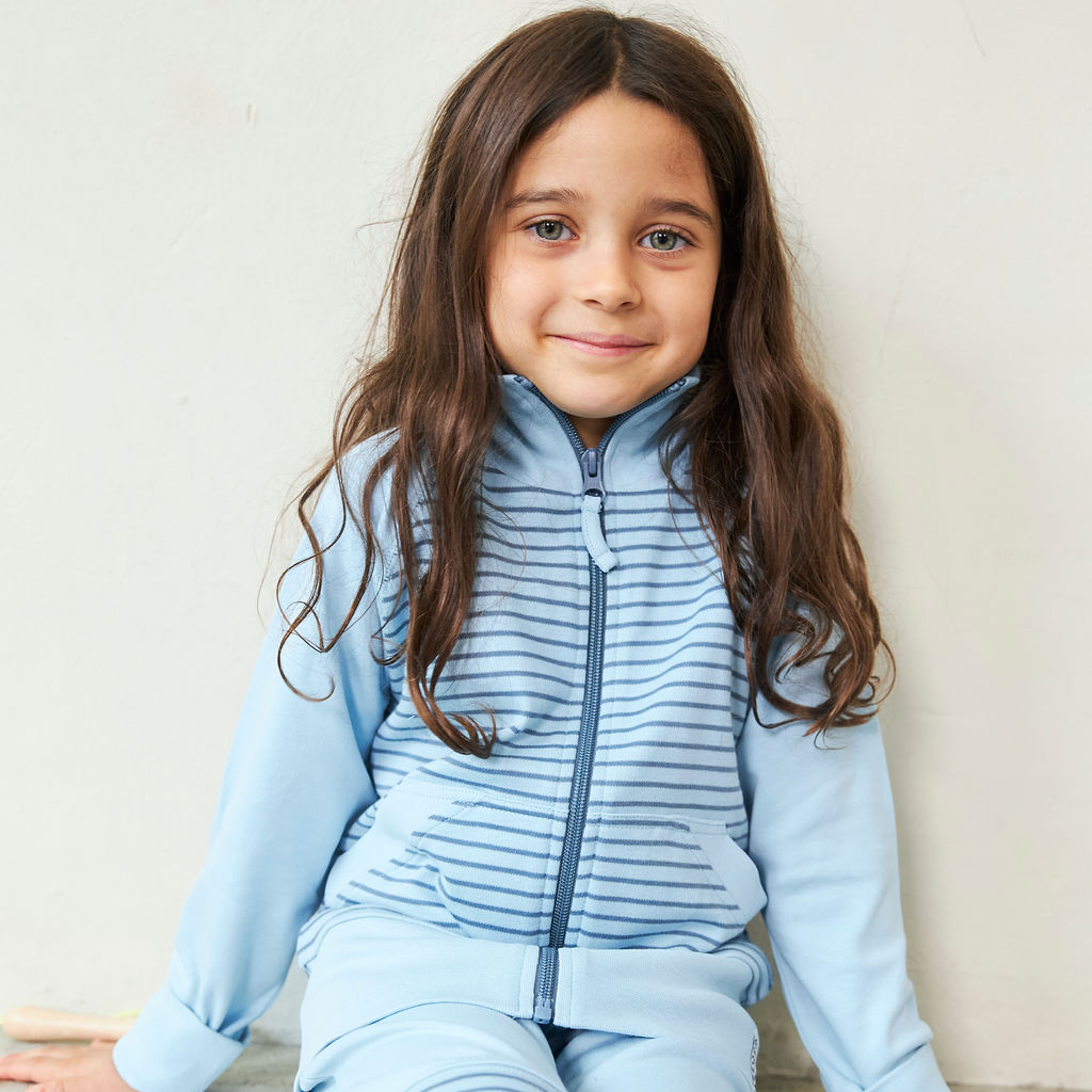 Zip sweater L.blue/blue