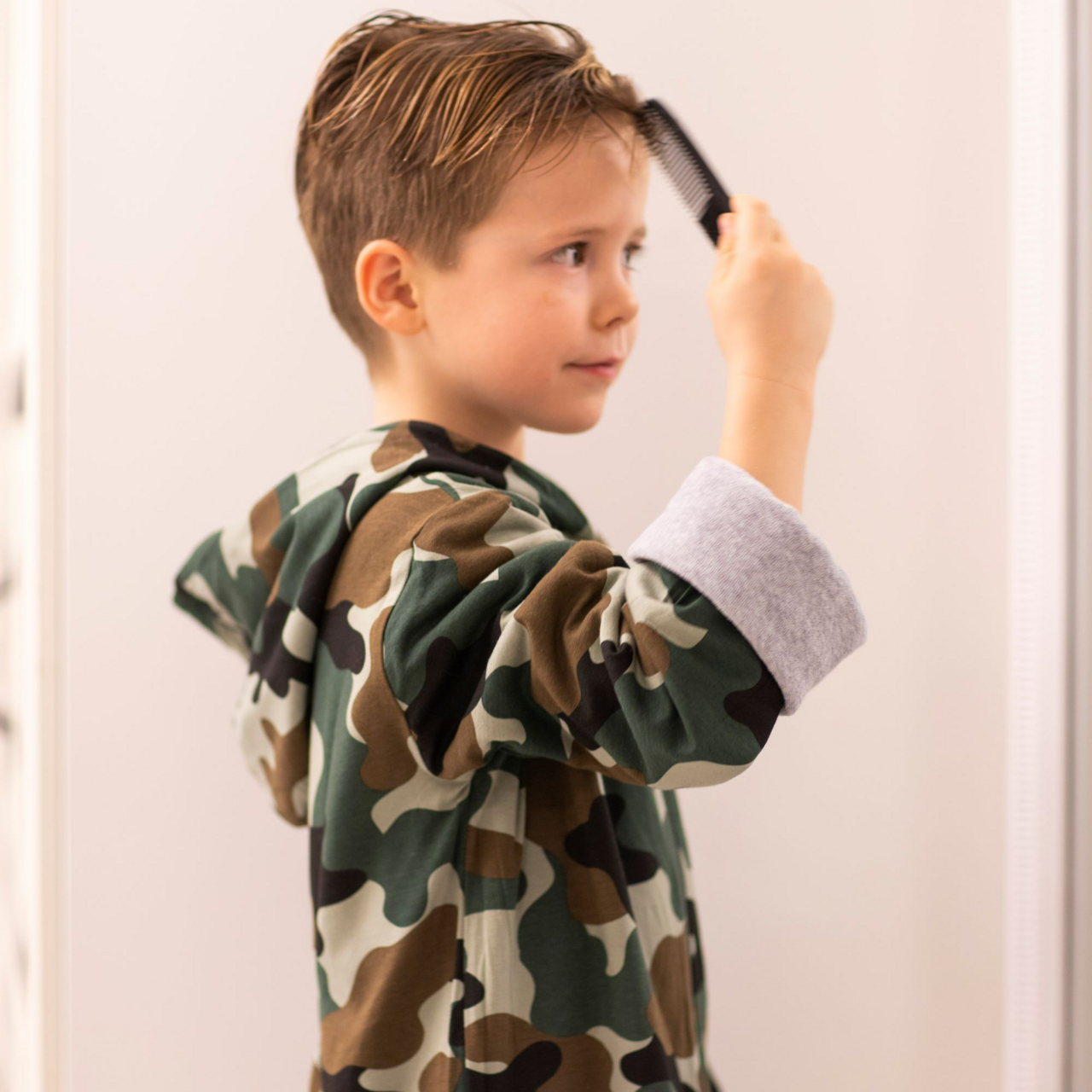 Kids bathrobe bamboo Green camo