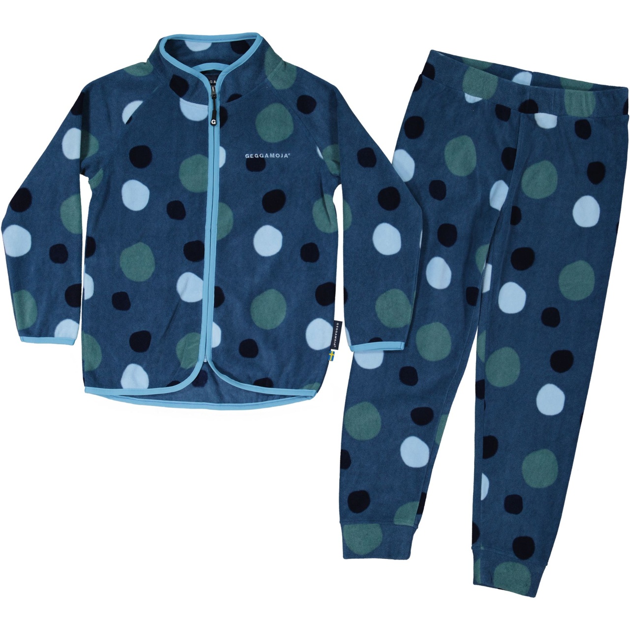 Fleece set Multi dots blue 134/140