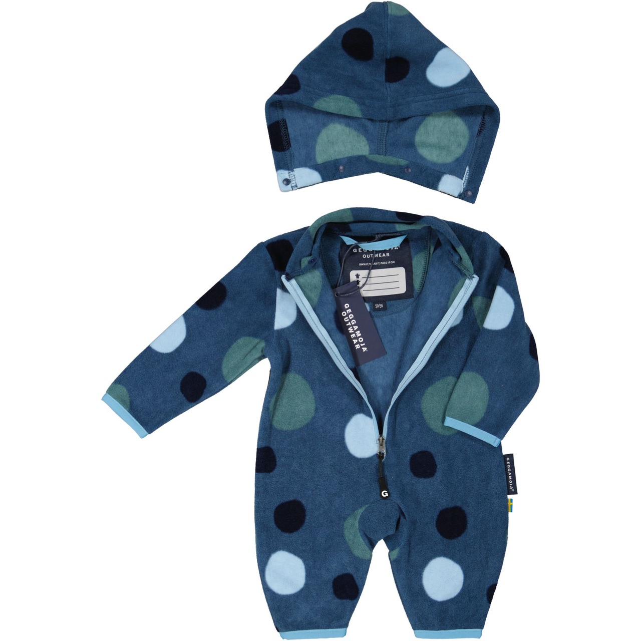 Fleece overall Multi dots blue 74/80