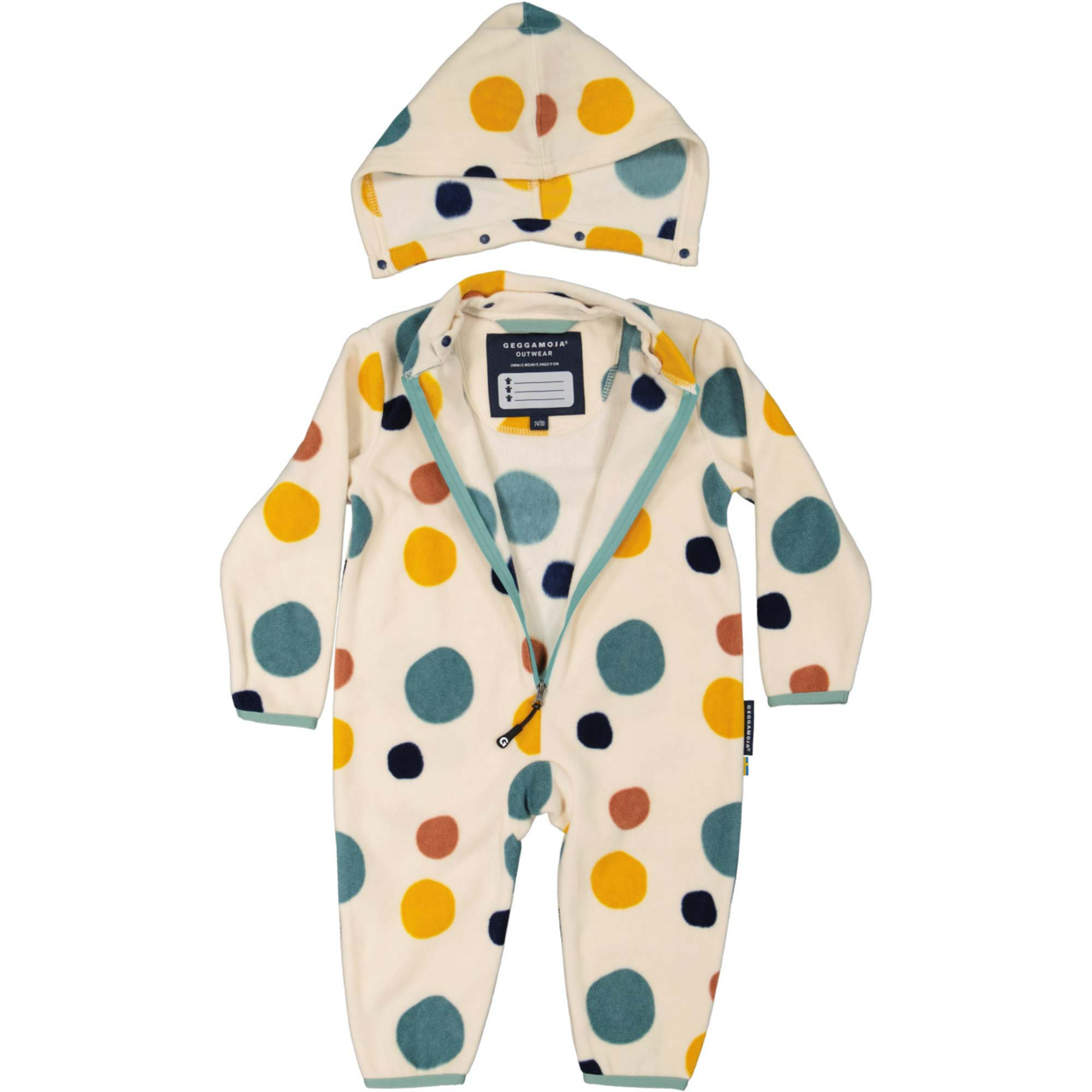 Fleece overall Multi dots beige 62/68