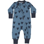 Pyjamas i bomullsribb blå hjärta 50/56