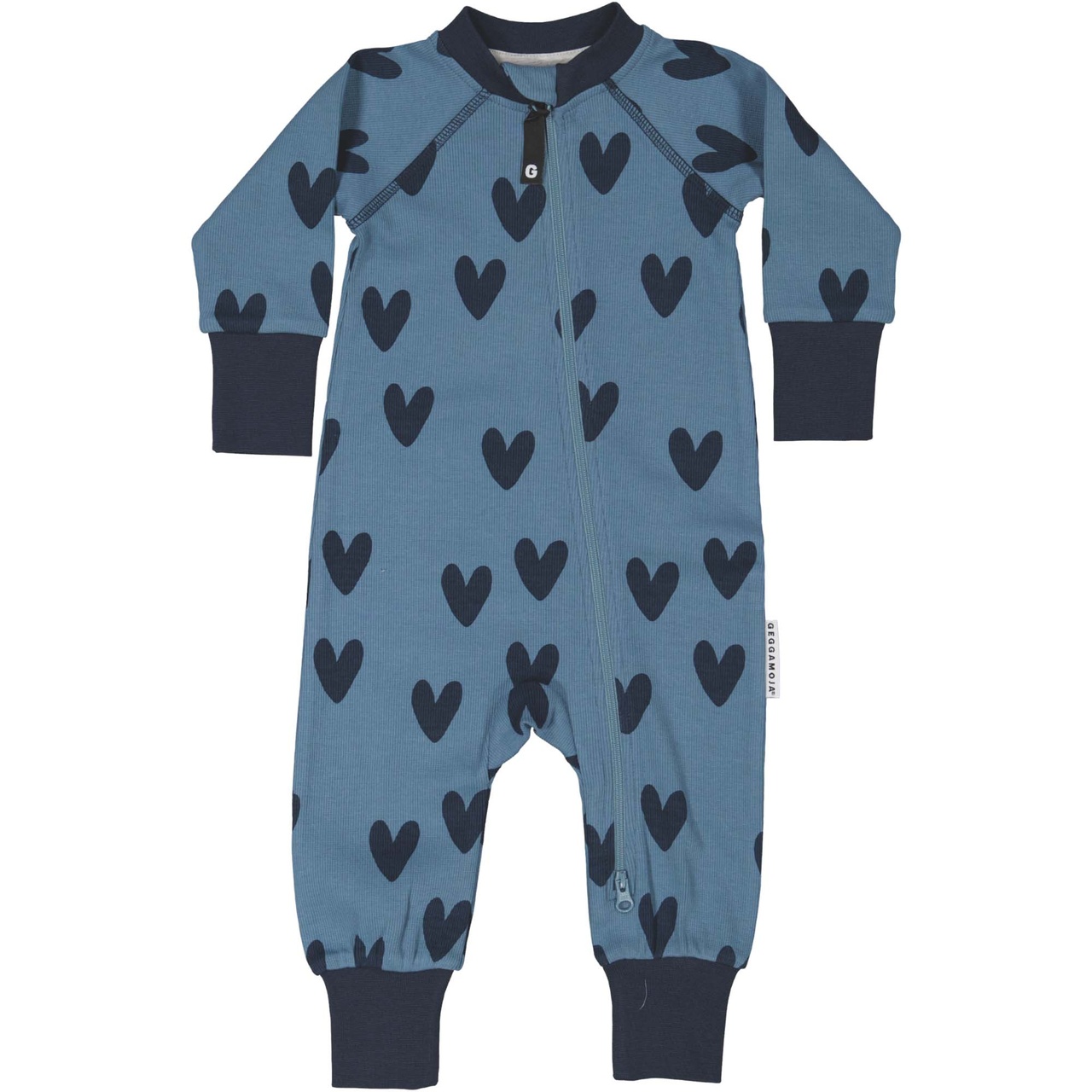 Pyjamas 2-way zip Blue heart 74/80