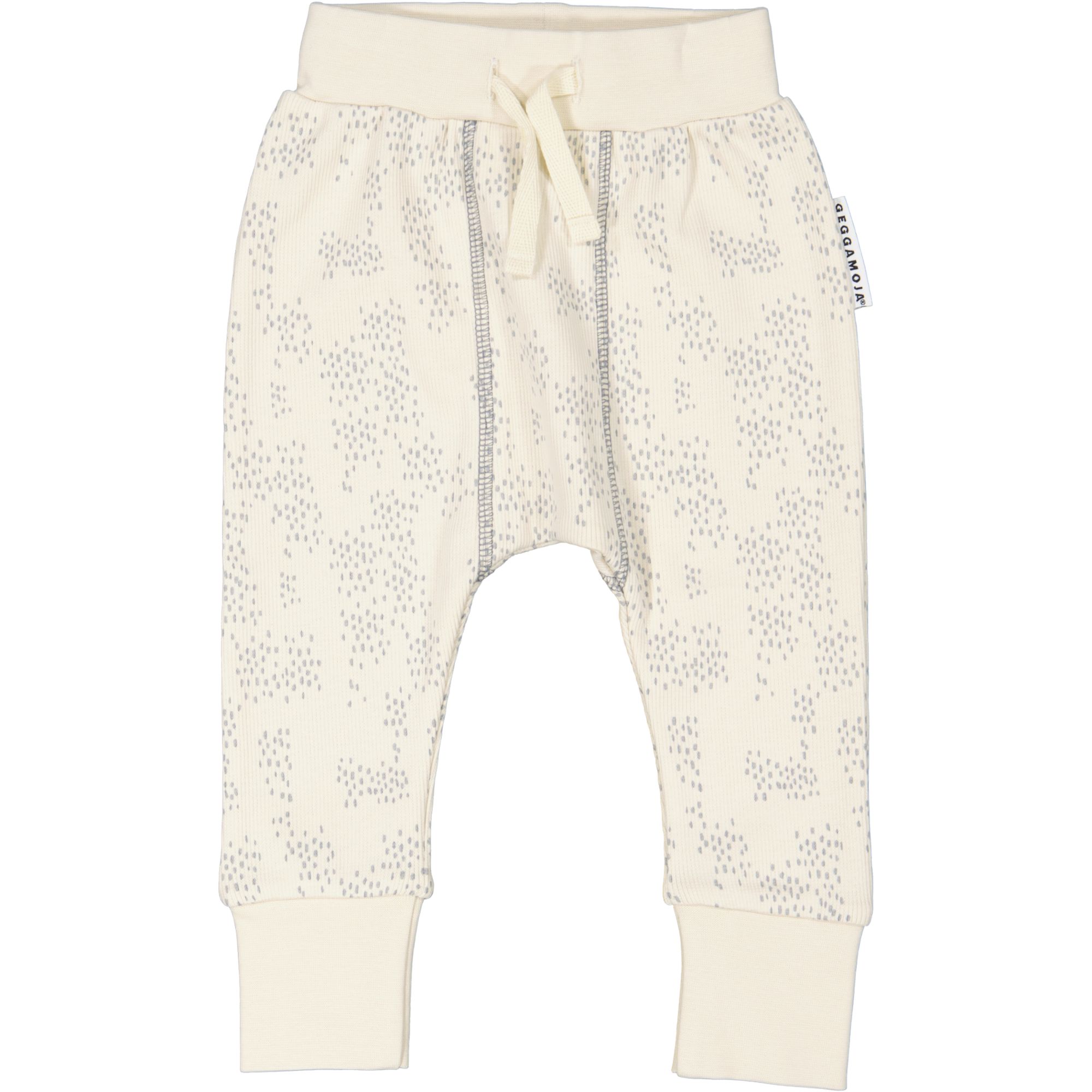 Geggamoja® Organic Cotton Baby/Kids Comfy Pants - BEIGE/WHITE