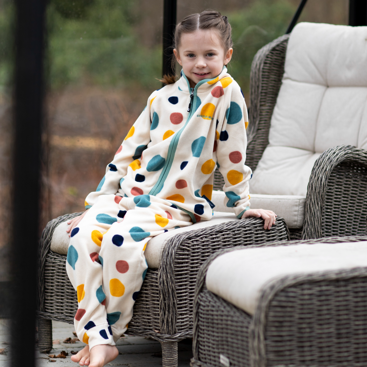 Fleece set Multi dots beige 146/152