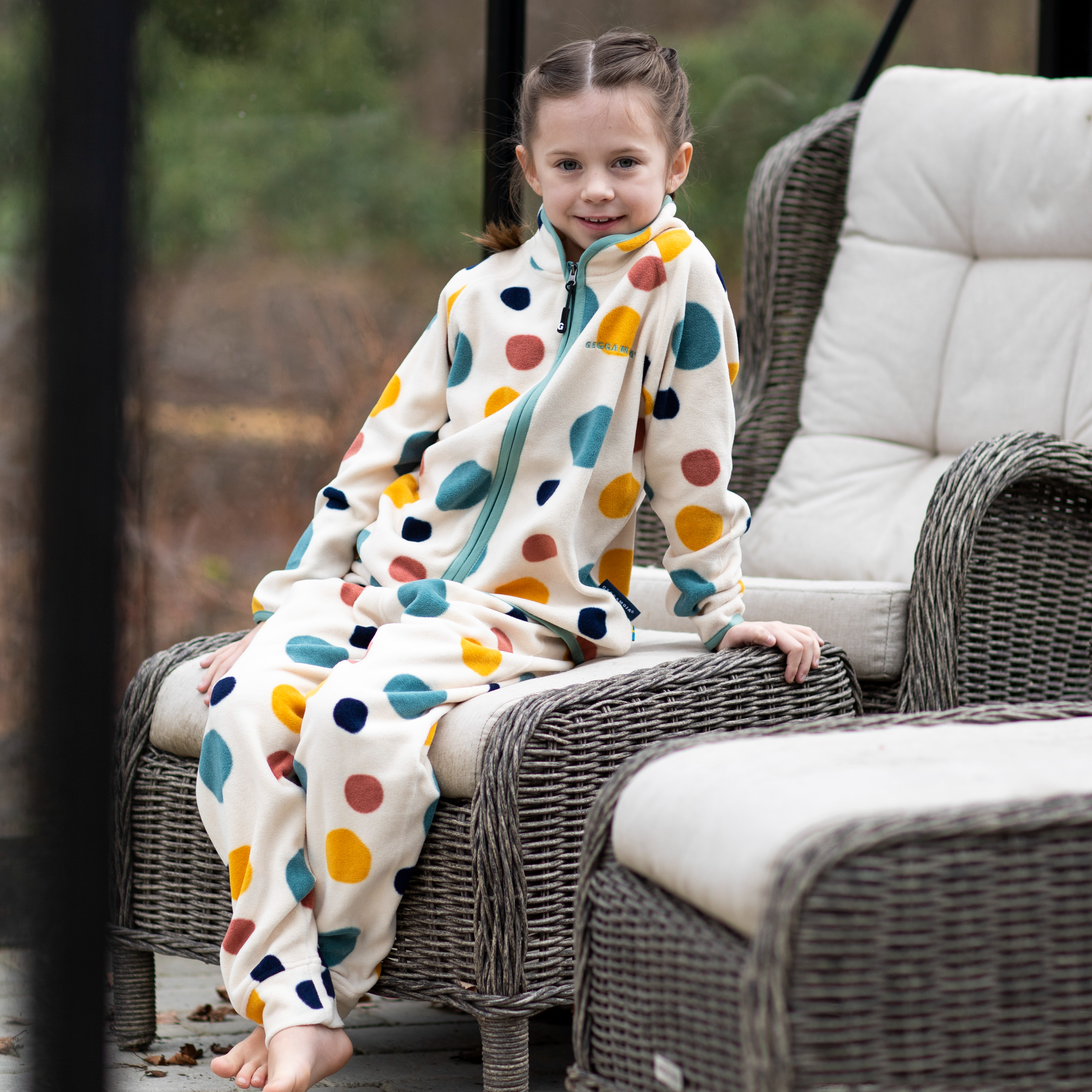 Fleece set Multi dots beige