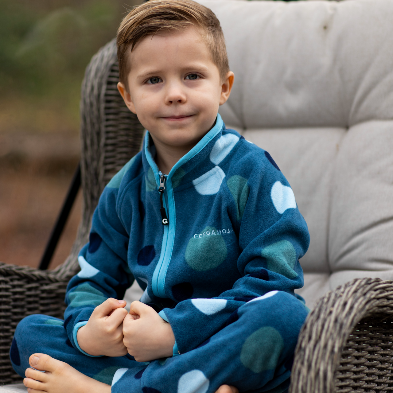 Fleece set Multi dots blue 98/104