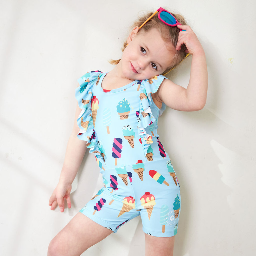 UV- Flounce suit Ice Cream  146/152