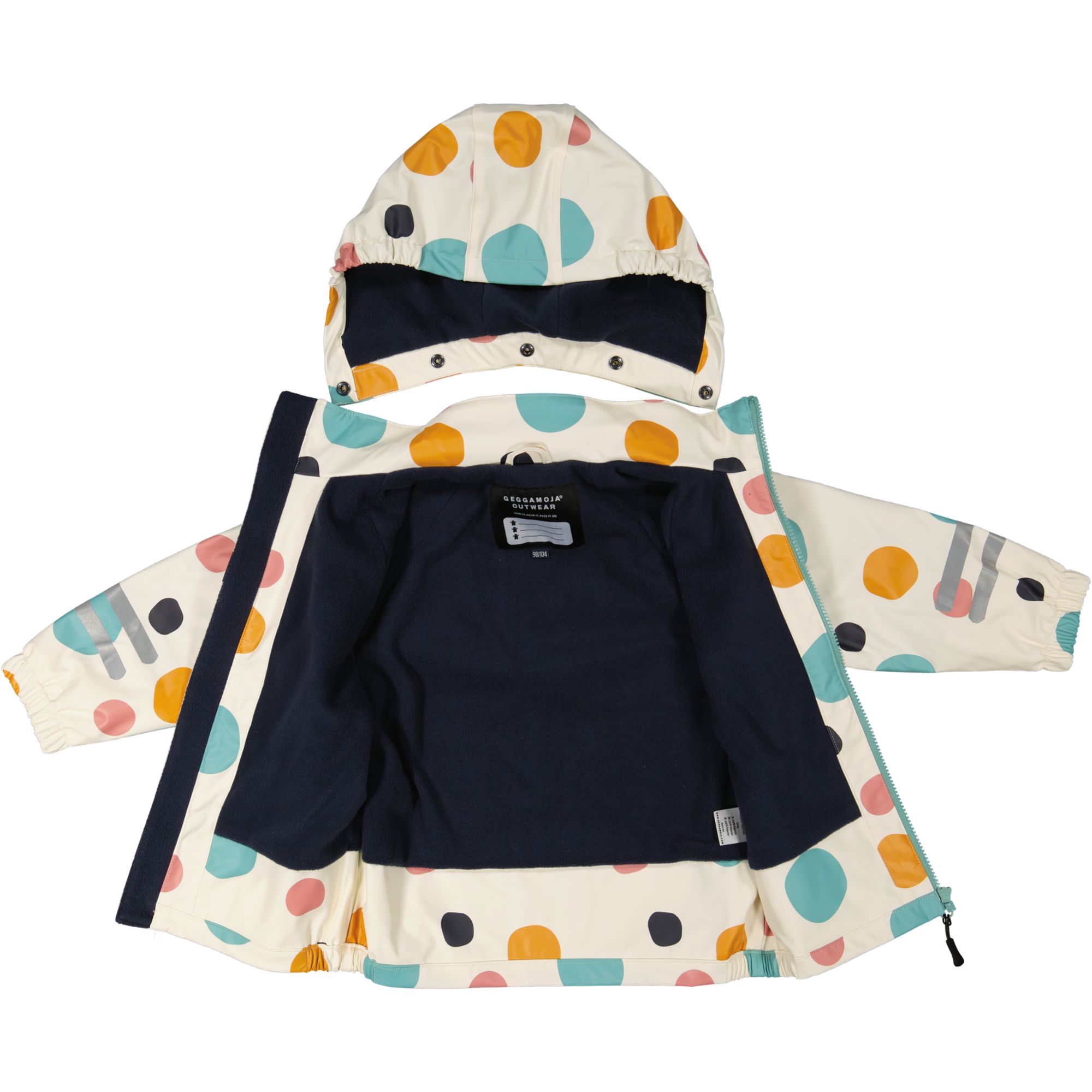 Rain set fleece Multi dots beige