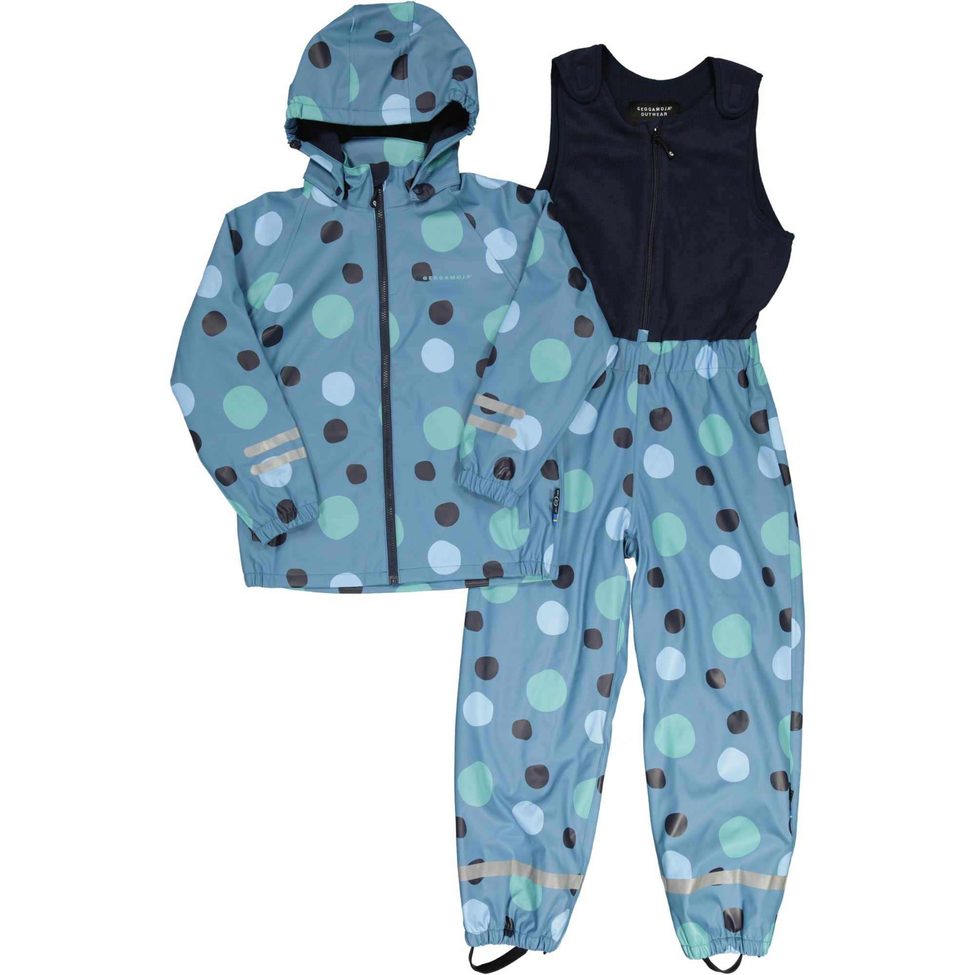 Rain set fleece Multi dots blue