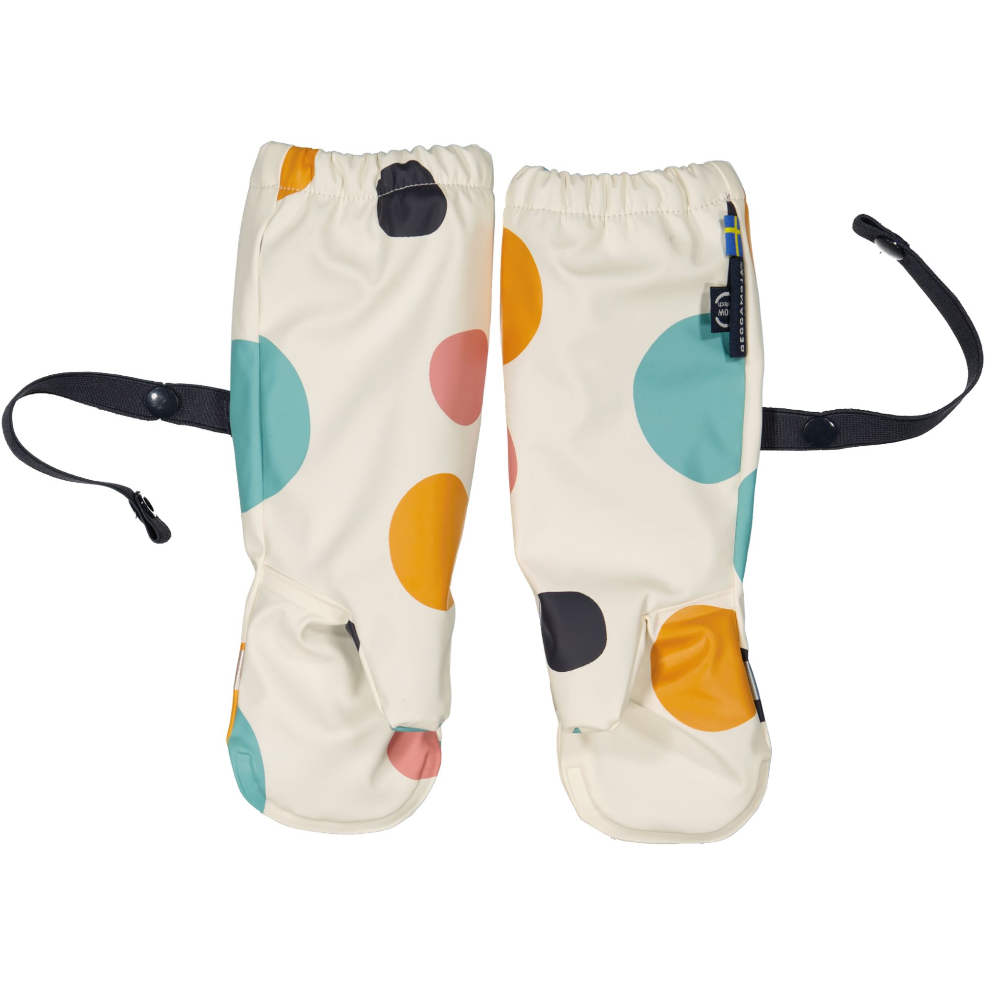 Rain mitten fleece Multi dots beige