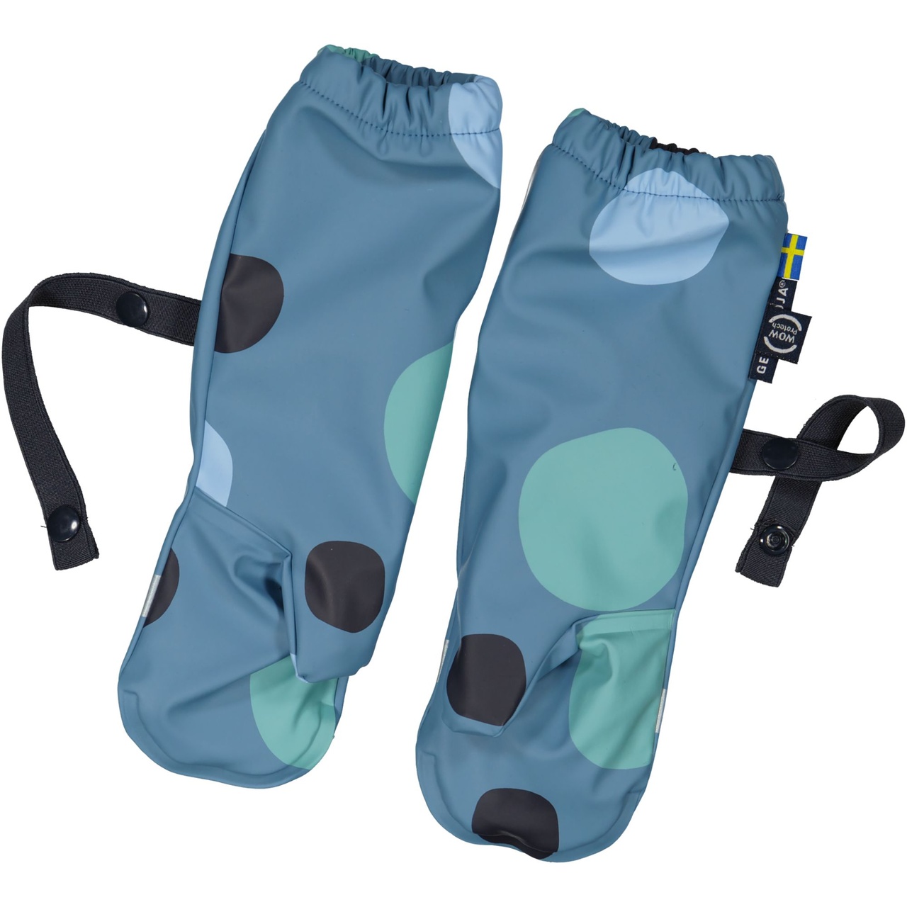 Rain mitten fleece Multi dots blue 4-6