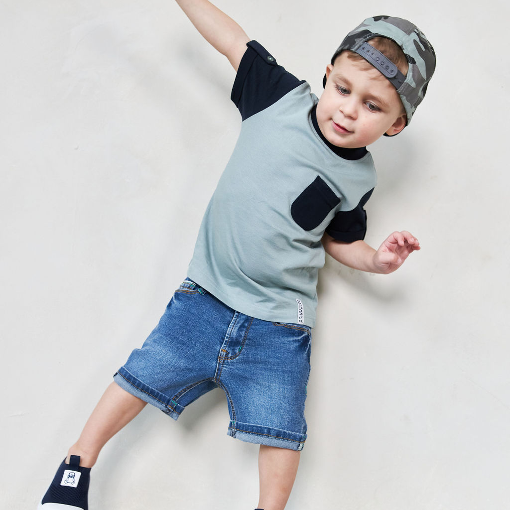 Unisex 5-pocket Shortsit Denim Sininen wash