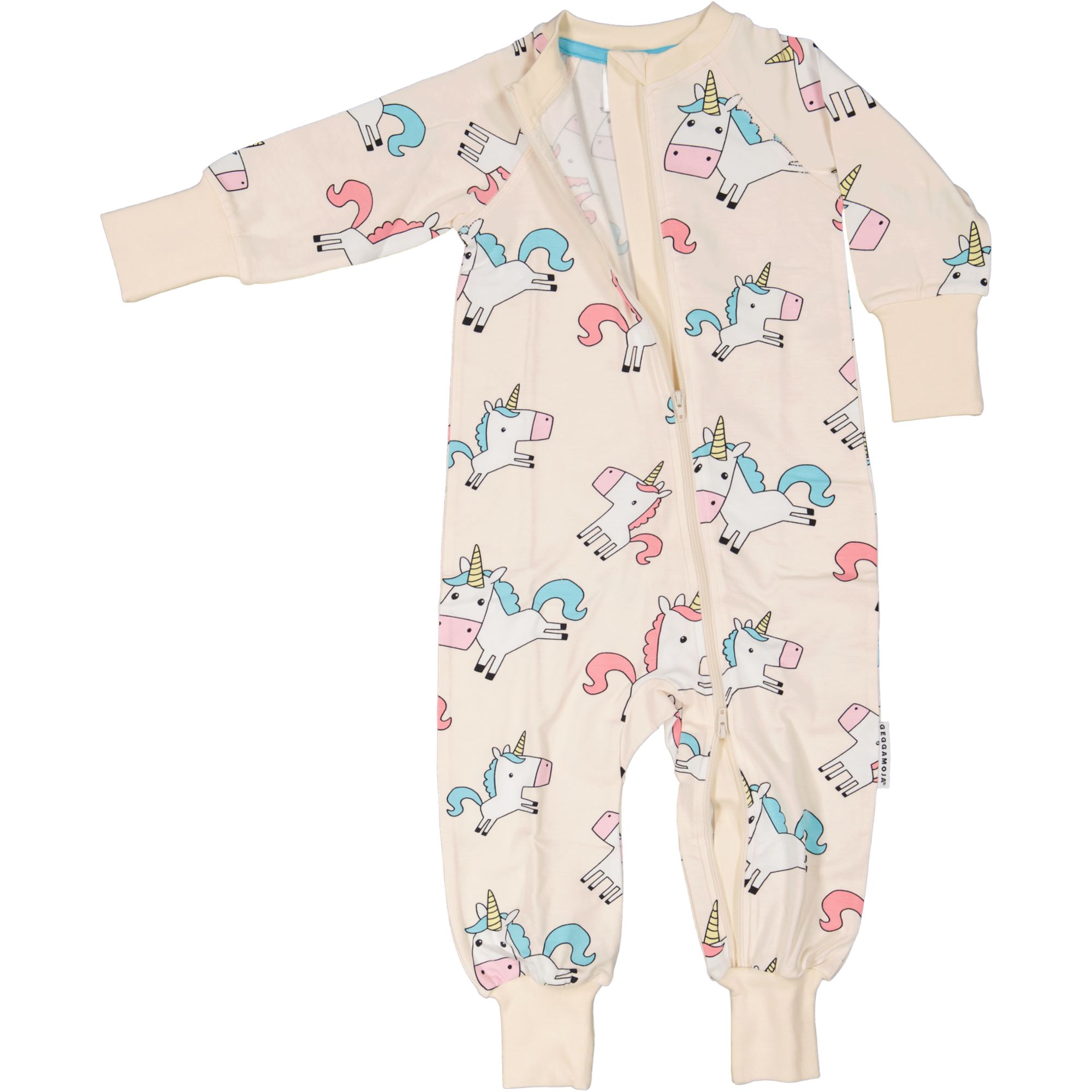 Bamboo baby pyjamas Unicorn beige